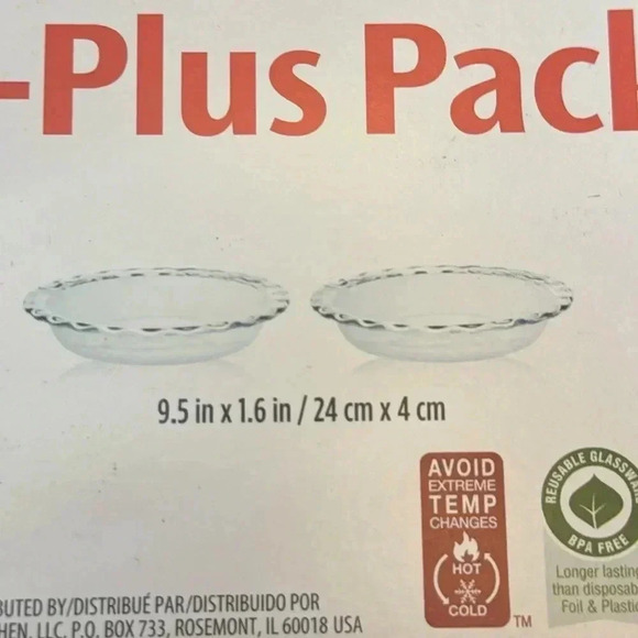 NWT Pyrex 2 Pack 9.5 inch Clear Fluted Edge Oven Safe Bakeware Pie Plates - Picture 6 of 6
